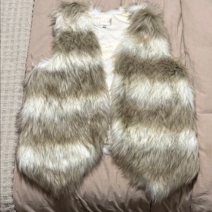 Skies Are Blue Faux Fur Vest in Brown and Cream